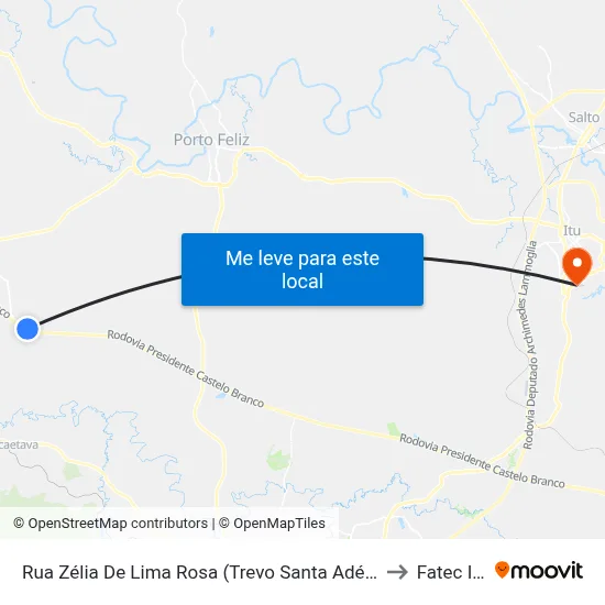 Rua Zélia De Lima Rosa (Trevo Santa Adélia) to Fatec Itu map