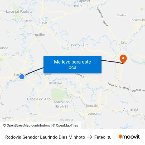 Rodovia Senador Laurindo Dias Minhoto to Fatec Itu map