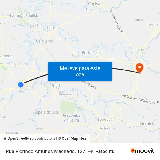 Rua Florindo Antunes Machado, 127 to Fatec Itu map