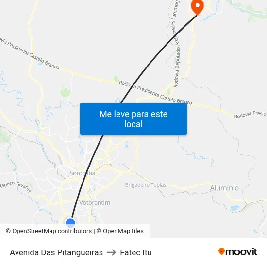 Avenida Das Pitangueiras to Fatec Itu map