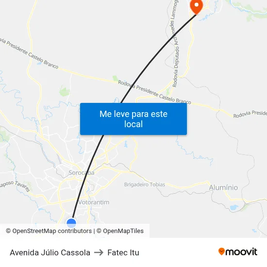 Avenida Júlio Cassola to Fatec Itu map