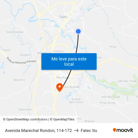 Avenida Marechal Rondon, 114-172 to Fatec Itu map
