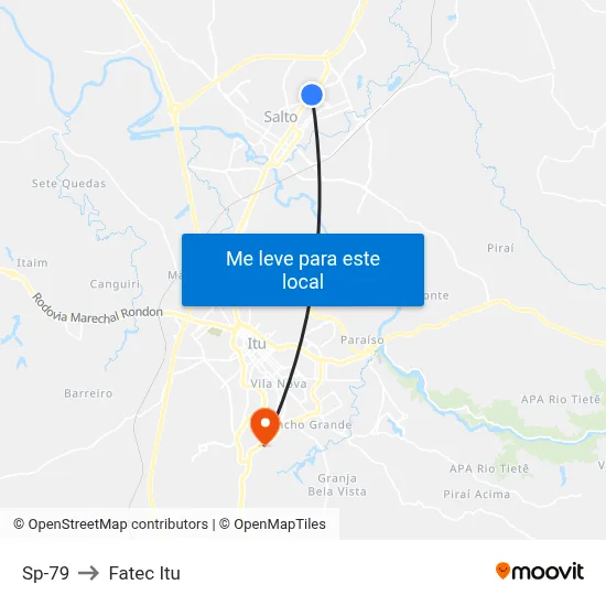 Sp-79 to Fatec Itu map
