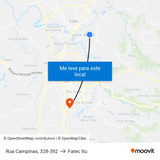 Rua Campinas, 328-392 to Fatec Itu map