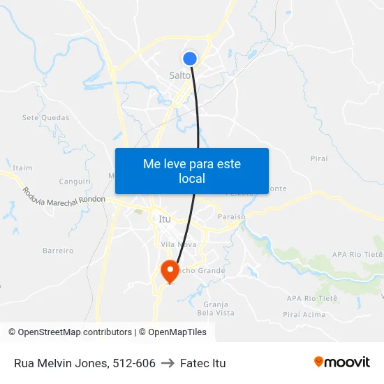 Rua Melvin Jones, 512-606 to Fatec Itu map