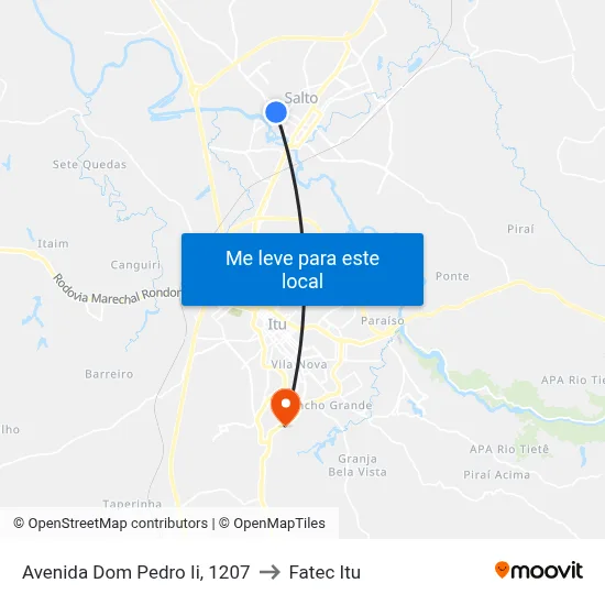 Avenida Dom Pedro Ii, 1207 to Fatec Itu map