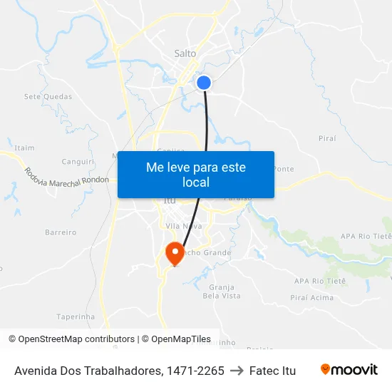 Avenida Dos Trabalhadores, 1471-2265 to Fatec Itu map