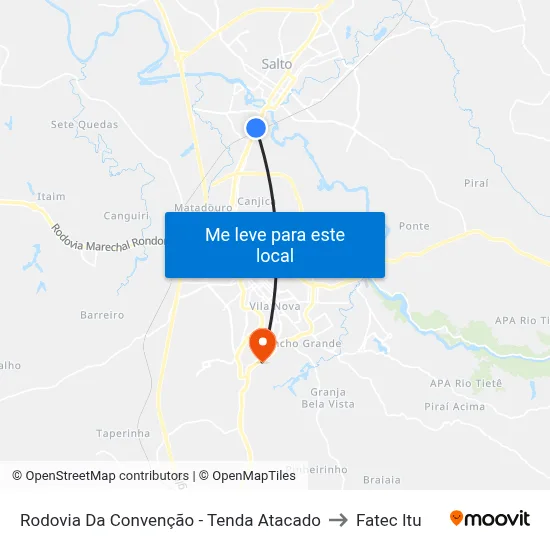 Rodovia Da Convenção - Tenda Atacado to Fatec Itu map