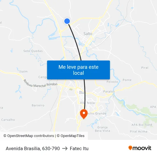 Avenida Brasília, 630-790 to Fatec Itu map
