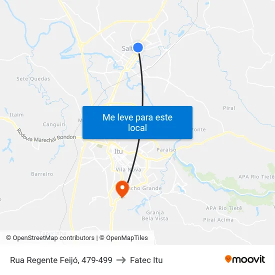 Rua Regente Feijó, 479-499 to Fatec Itu map