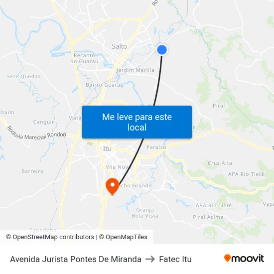 Avenida Jurista Pontes De Miranda to Fatec Itu map