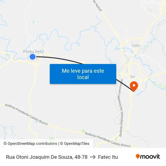 Rua Otoni Joaquim De Souza, 48-78 to Fatec Itu map