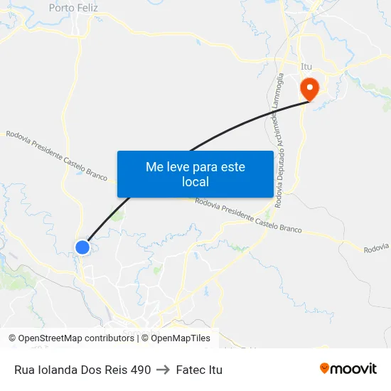 Rua Iolanda Dos Reis 490 to Fatec Itu map
