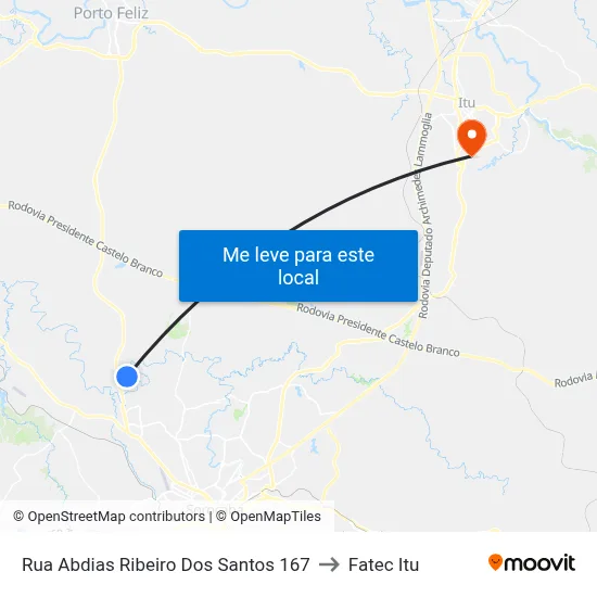 Rua Abdias Ribeiro Dos Santos 167 to Fatec Itu map