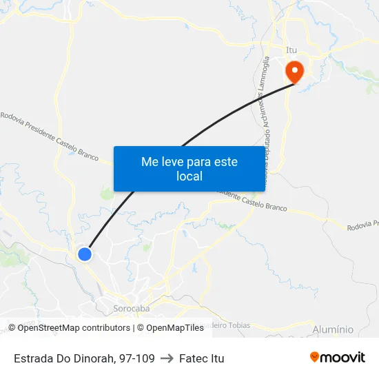 Estrada Do Dinorah, 97-109 to Fatec Itu map