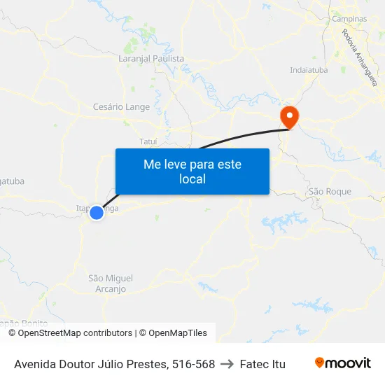Avenida Doutor Júlio Prestes, 516-568 to Fatec Itu map