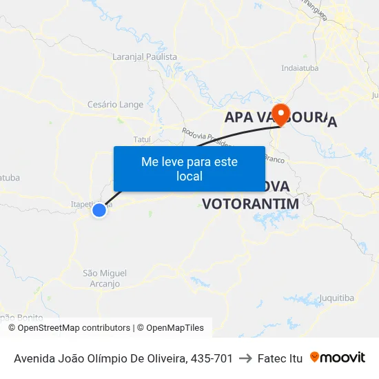 Avenida João Olímpio De Oliveira, 435-701 to Fatec Itu map