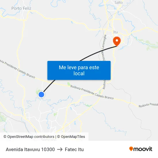 Avenida Itavuvu 10300 to Fatec Itu map