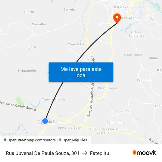 Rua Juvenal De Paula Souza, 301 to Fatec Itu map