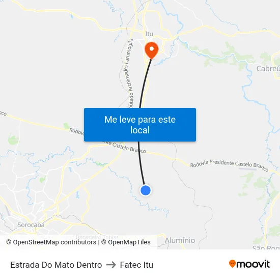 Estrada Do Mato Dentro to Fatec Itu map