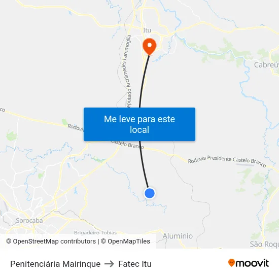 Penitenciária Mairinque to Fatec Itu map
