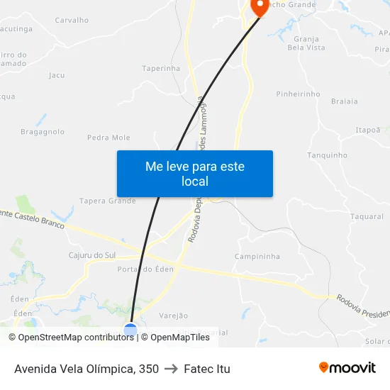 Avenida Vela Olímpica, 350 to Fatec Itu map