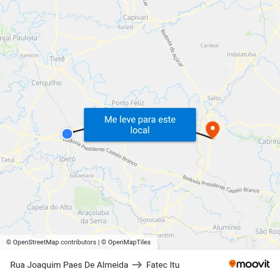 Rua Joaquim Paes De Almeida to Fatec Itu map