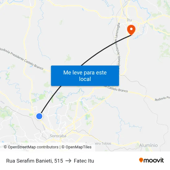 Rua Serafim Banieti, 515 to Fatec Itu map