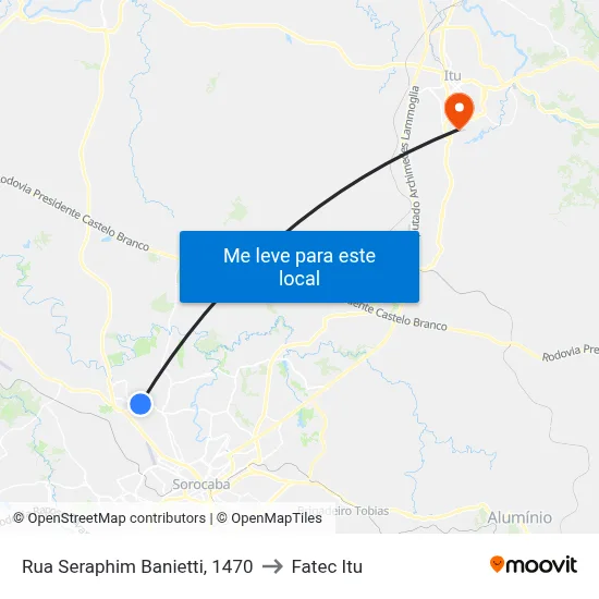 Rua Seraphim Banietti, 1470 to Fatec Itu map