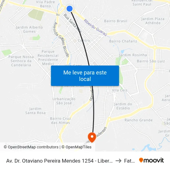 Av. Dr. Otaviano Pereira Mendes 1254 - Liberdade Itu - SP 13301-000 Brasil to Fatec Itu map