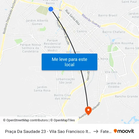 Praça Da Saudade 23 - Vila Sao Francisco Itu - SP 13313-001 Brasil to Fatec Itu map