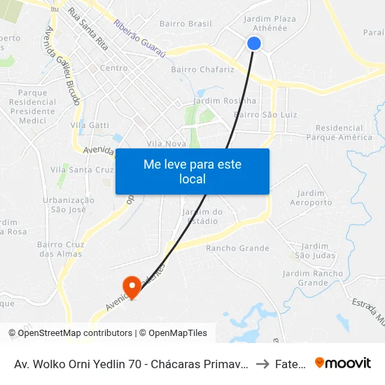 Av. Wolko Orni Yedlin 70 - Chácaras Primavera Itu - SP Brasil to Fatec Itu map