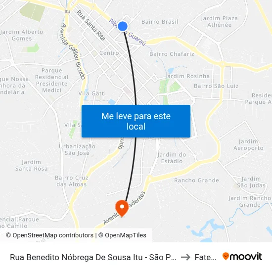 Rua Benedito Nóbrega De Sousa Itu - São Paulo 13302 Brasil to Fatec Itu map