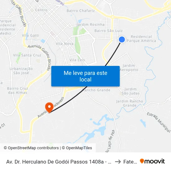 Av. Dr. Herculano De Godói Passos 1408a - São Luiz Itu - SP Brasil to Fatec Itu map