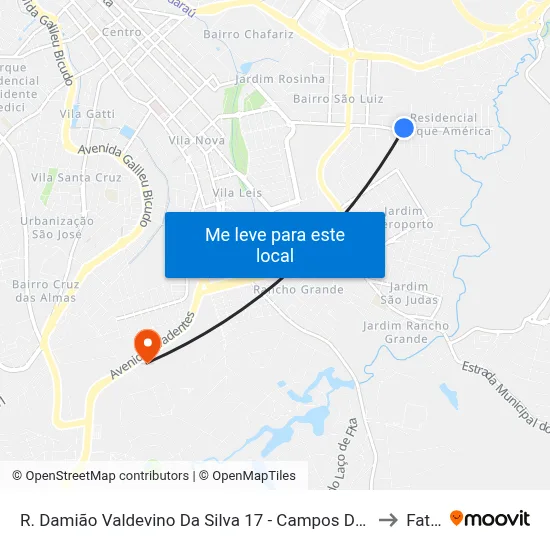 R. Damião Valdevino Da Silva 17 - Campos De Santo Antonio Itu - SP 13304-372 Brasil to Fatec Itu map