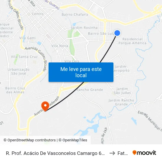R. Prof. Acácio De Vasconcelos Camargo 601 - São Luiz Itu - SP Brasil to Fatec Itu map