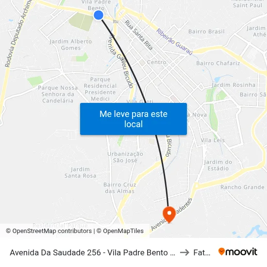 Avenida Da Saudade 256 - Vila Padre Bento Itu - SP 13313-000 Brasil to Fatec Itu map