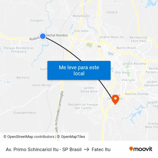 Av. Primo Schincariol Itu - SP Brasil to Fatec Itu map