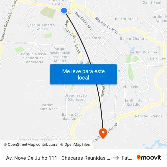 Av. Nove De Julho 111 - Chácaras Reunidas Ipê Itu - SP 13313-100 Brasil to Fatec Itu map