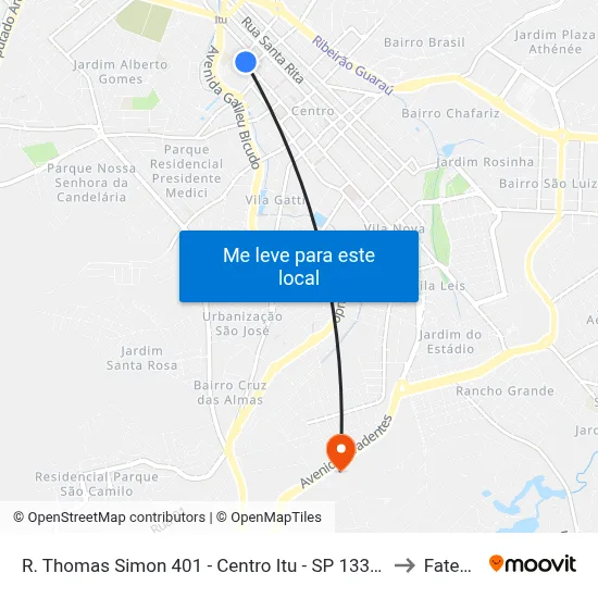 R. Thomas Simon 401 - Centro Itu - SP 13300-030 Brasil to Fatec Itu map
