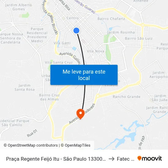 Praça Regente Feijó Itu - São Paulo 13300 Brasil to Fatec Itu map