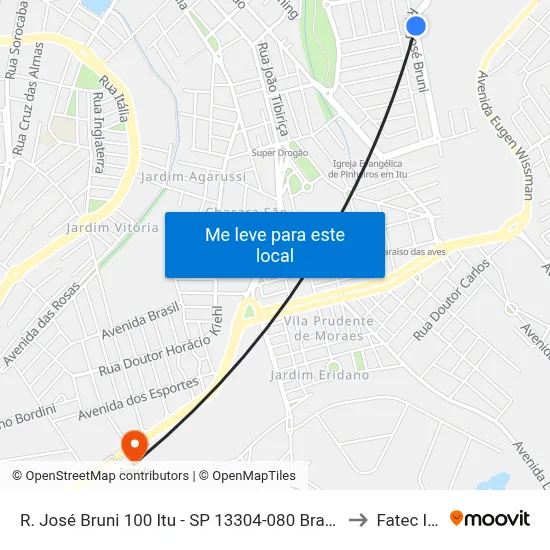 R. José Bruni 100 Itu - SP 13304-080 Brasil to Fatec Itu map