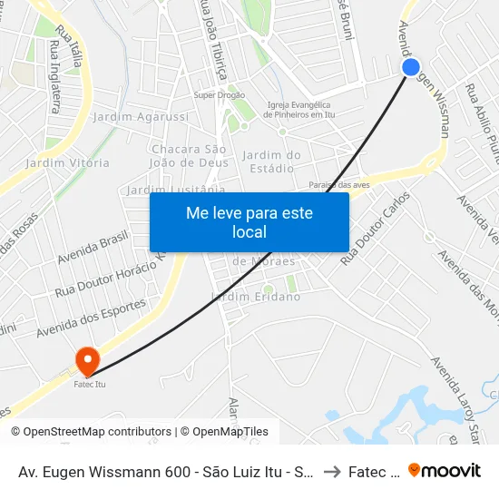 Av. Eugen Wissmann 600 - São Luiz Itu - SP Brasil to Fatec Itu map