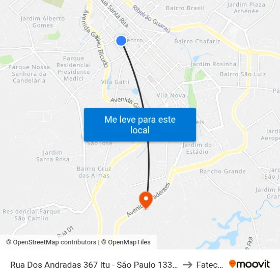 Rua Dos Andradas 367 Itu - São Paulo 13300 Brasil to Fatec Itu map