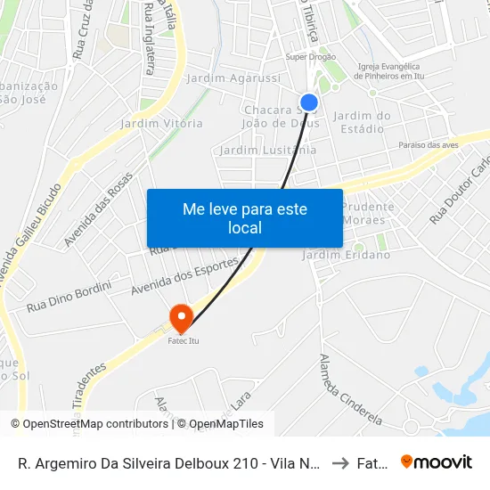 R. Argemiro Da Silveira Delboux 210 - Vila Nova Itu - SP 13309-330 Brasil to Fatec Itu map