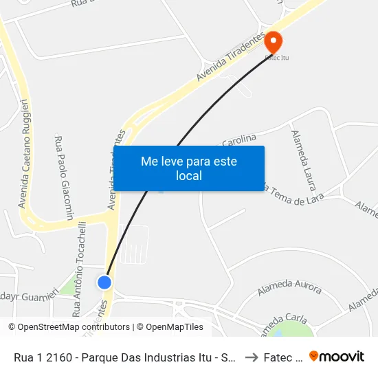 Rua 1 2160 - Parque Das Industrias Itu - SP Brasil to Fatec Itu map