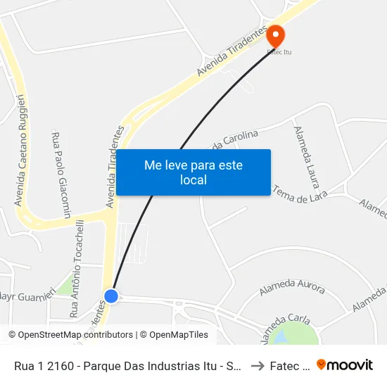 Rua 1 2160 - Parque Das Industrias Itu - SP Brasil to Fatec Itu map