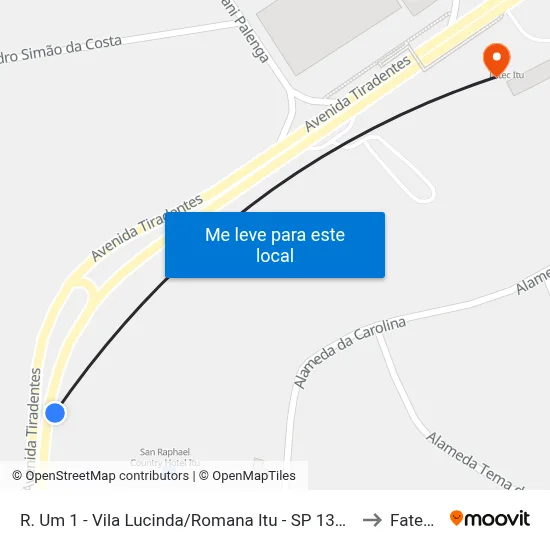 R. Um 1 - Vila Lucinda/Romana Itu - SP 13309-722 Brasil to Fatec Itu map