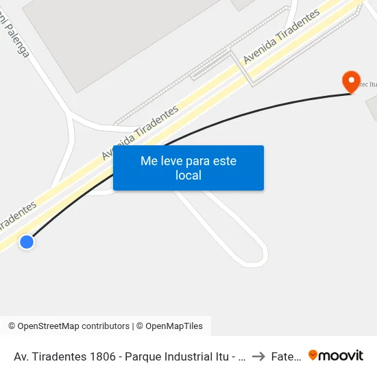 Av. Tiradentes 1806 - Parque Industrial Itu - SP 13309-640 Brasil to Fatec Itu map