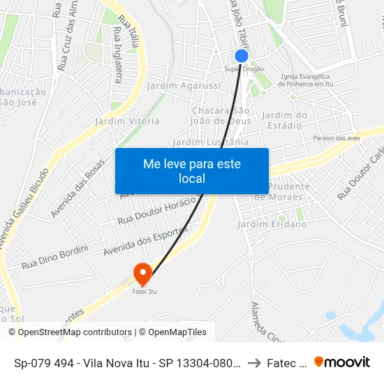 Sp-079 494 - Vila Nova Itu - SP 13304-080 Brasil to Fatec Itu map